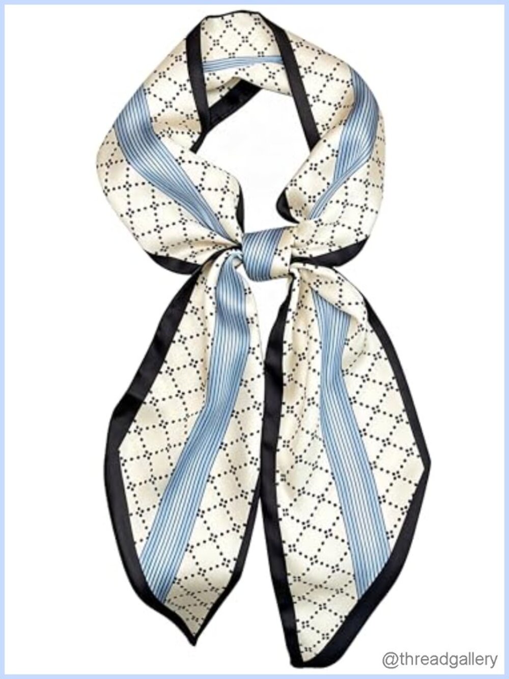 Satin Neck Scarf Women Printed Hair Scarves Bag Accessory Oblique Angle
